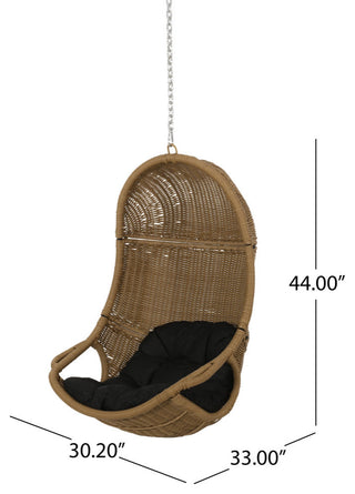 Berrien Outdoor/Indoor Wicker Hanging Chair with 8 Foot Chain (NO STAND), Light Brown/Dark Gray