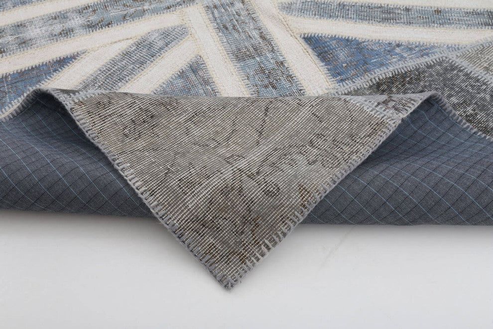 Rug N Carpet - Handwoven Anatolian 6' 7'' x 9' 11'' Flag Patchwork Rug