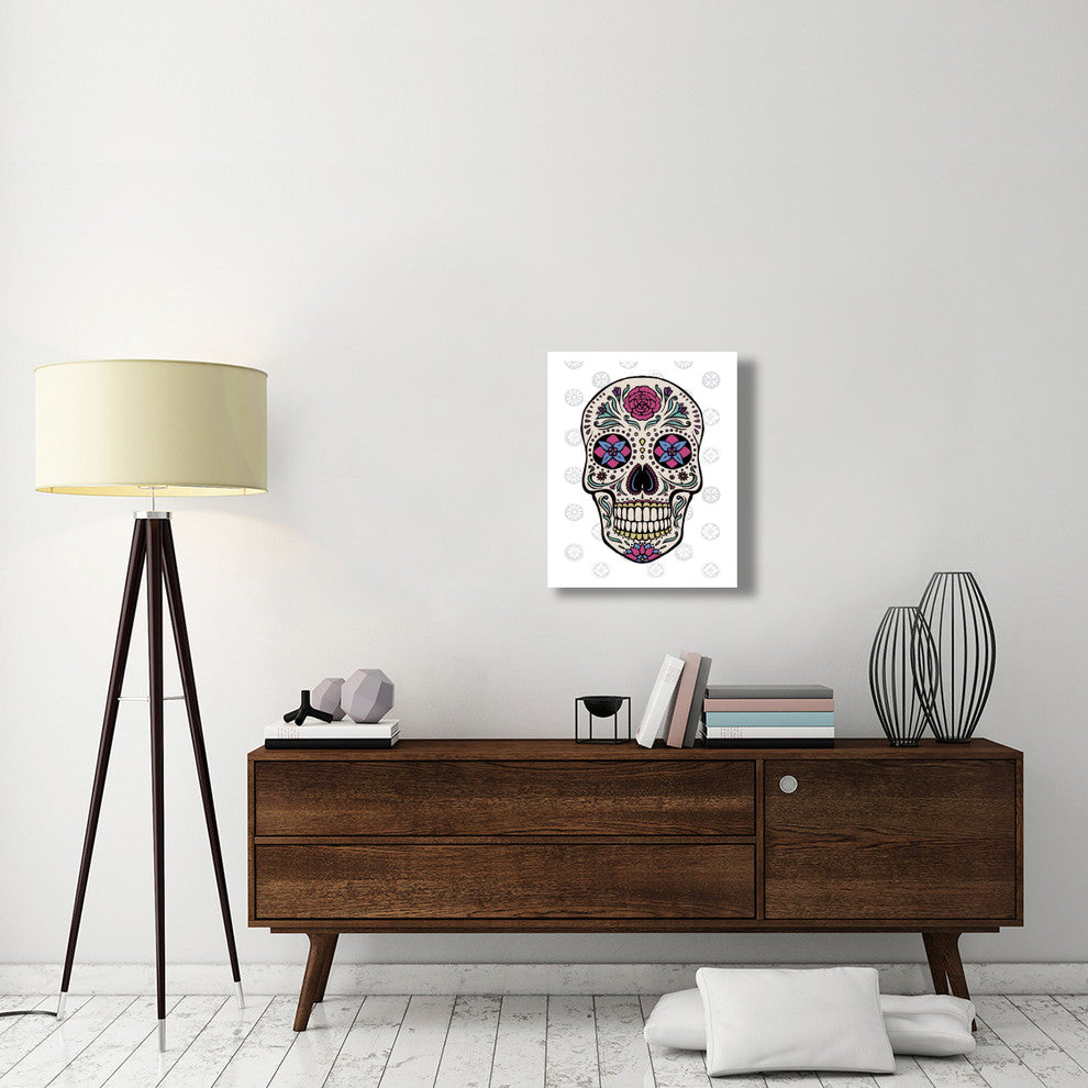 "Sugar Skull I on Gray" Digital Paper Print by Janelle Penner, 22"x26"