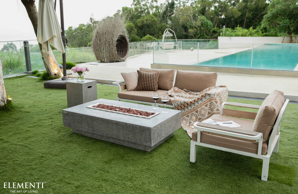 Hampton Rectangle Light Gray Concrete 56" Natural Gas Fire Table
