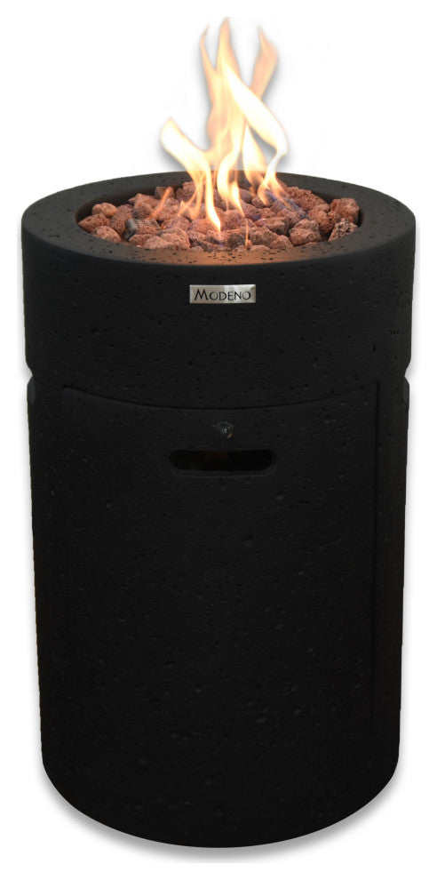 Lava Tube Black Concrete 28" Tall Fire Column by Modeno