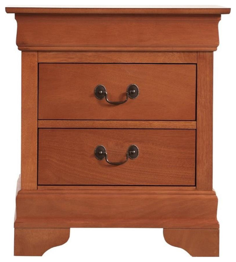 Glory Furniture Louis Phillipe 2 Drawer Nightstand in Oak