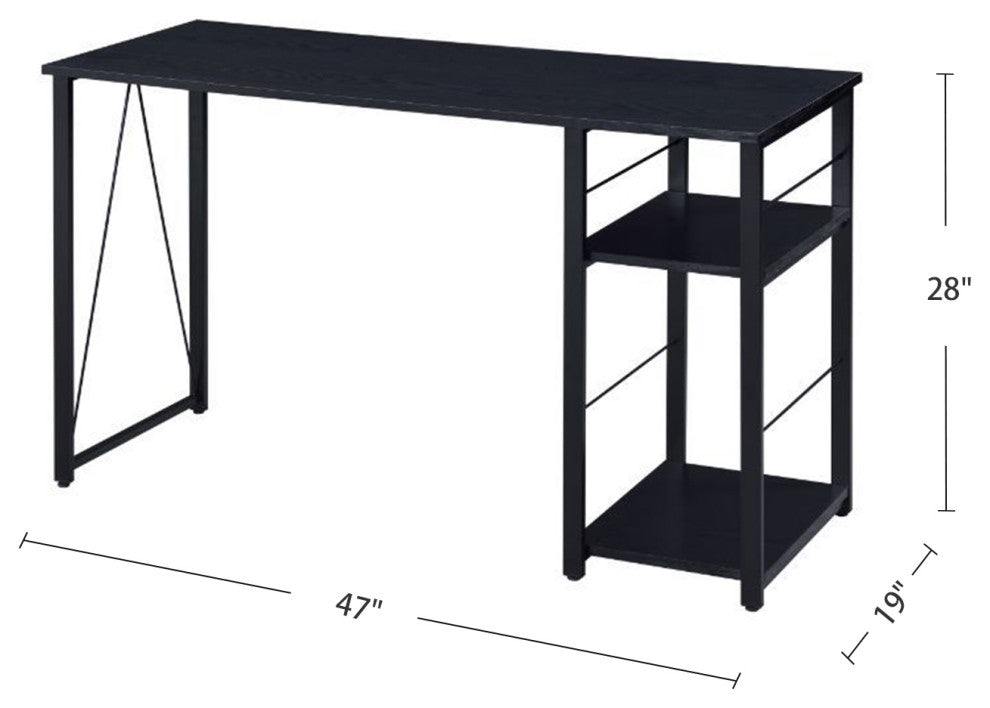 2 Tier Shelf Writing Desk, Black Finish