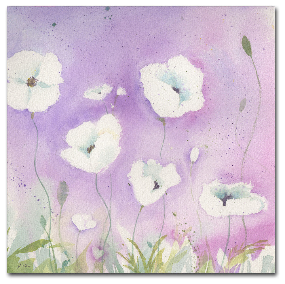 Sheila Golden ''White Poppies, Violet Sky'' Canvas Art, 18x18