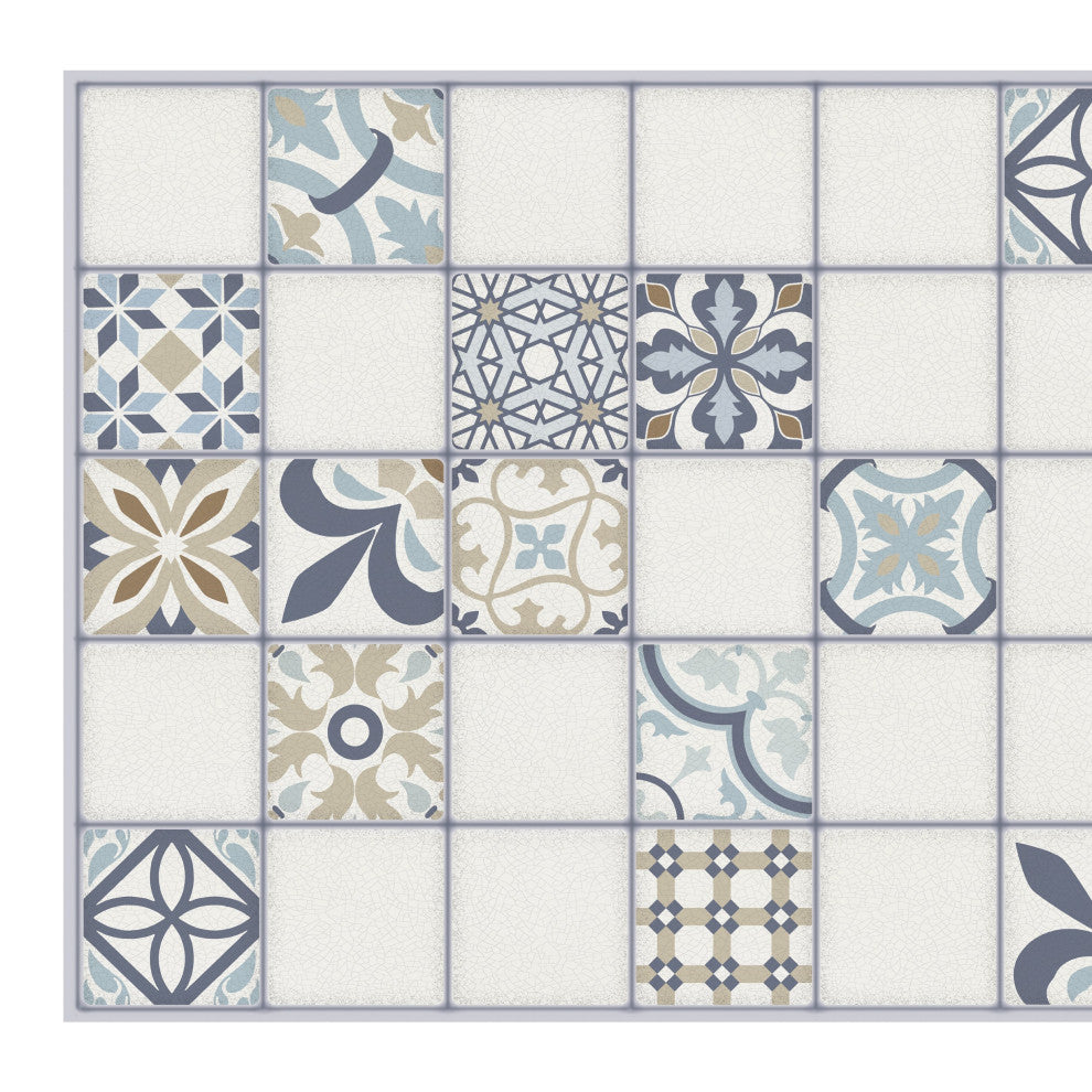 Blue Beige Tile 3D Wall Panels, Set of 10, Covers 49 Sq Ft