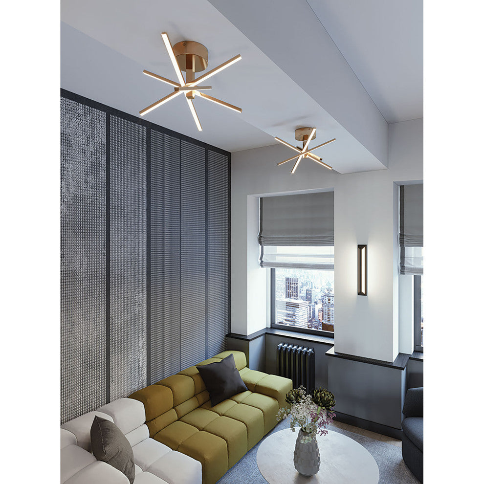 Jaxx, LED Flush Mount, Satin Brass Finish, White Lens