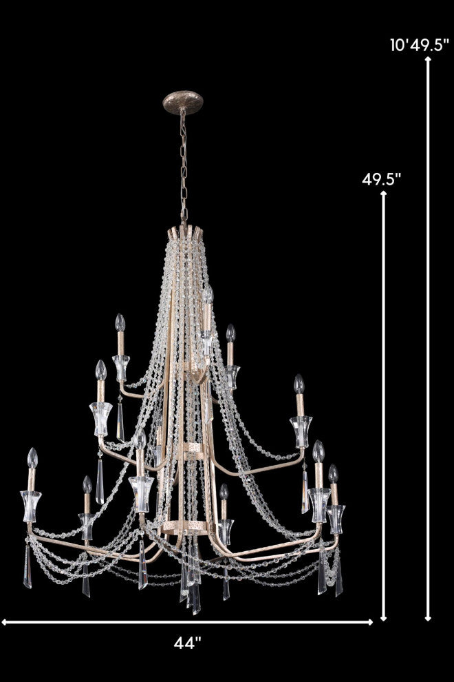 Varaluz 270C12 Barcelona 12 Light 44"W Crystal Chandelier - Transcend Silver