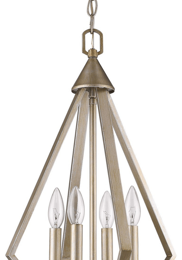 Easton 4-Light Washed Gold Pendant With Crystal Bobeches
