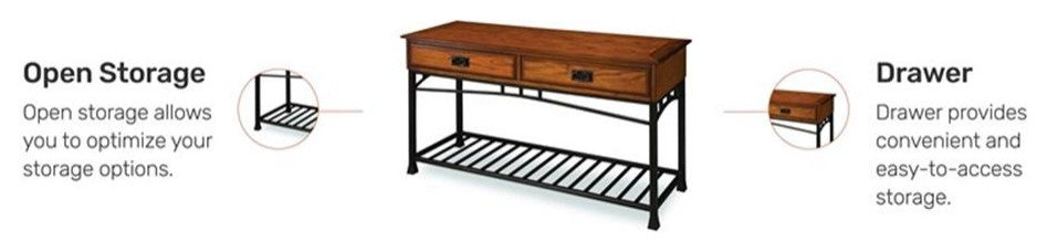 Homestyles Modern Craftsman Wood Console Table in Brown