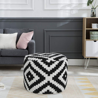 Modern Geometric Medallion Pouf Ottoman