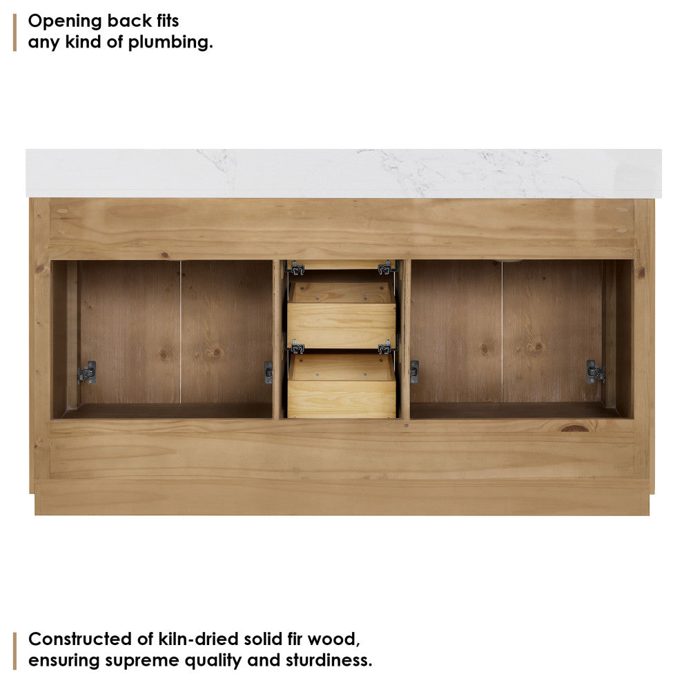 Bellavia Bath Vanity, Weathered Fir, 60", No Mirror