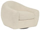 Molly Upholstered Swivel Accent Chair in Pearl