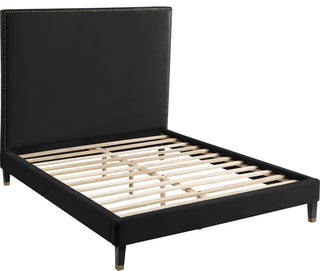 Harlie Velvet Upholstered Bed, Black, Full