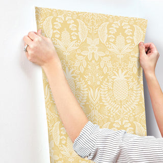 Pineapple Damask Yellow Wallpaper