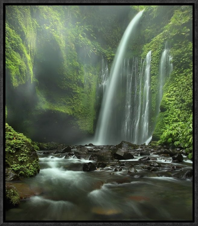 "Tiu Kelep" Framed Canvas Giclee by Adhi Prayoga, 15x17"