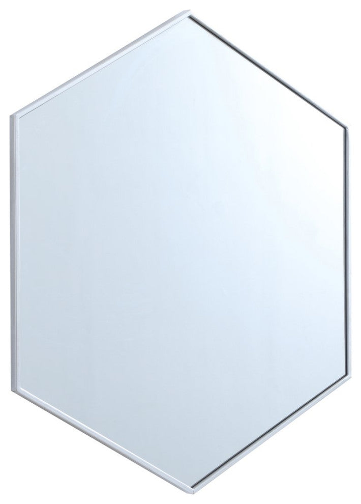 Elegant Decker Metal Frame Hexagon Mirror 38" MR4538S - Silver