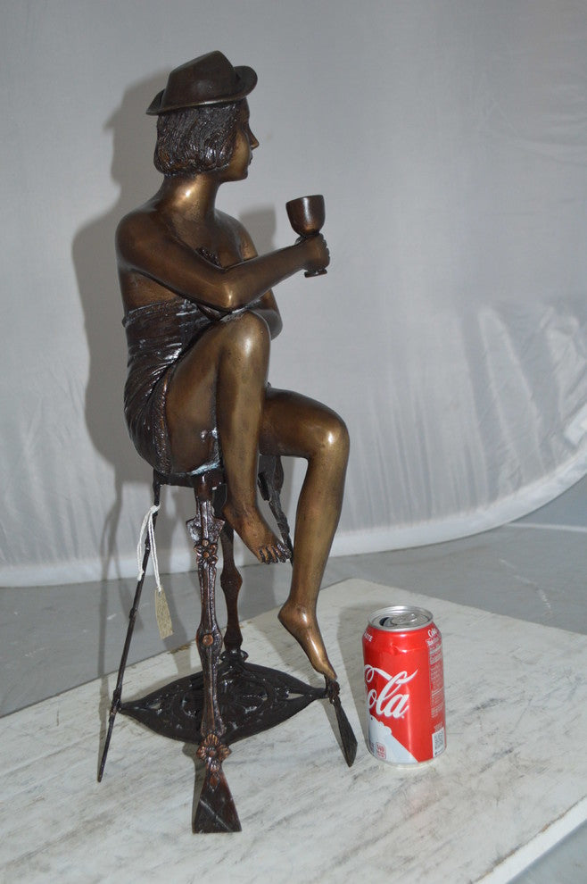 Lady W Champagne Glass Bronze Statue - Size: 8"L x 6"W x 22"H.