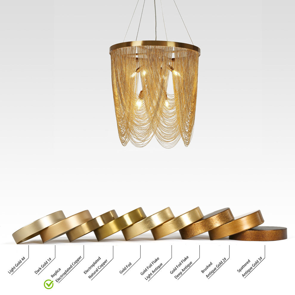 LNC Tracienuri 7-Light Gold Modern Spiral Tiered Chandelier, Rain Chains, Loose Chains