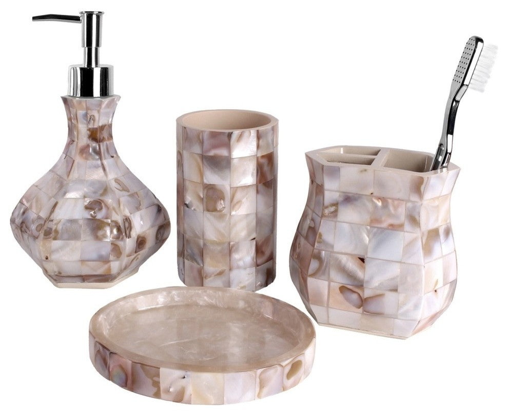 Milano 4-Piece Bath Accessory Set, Mother Of Pearl