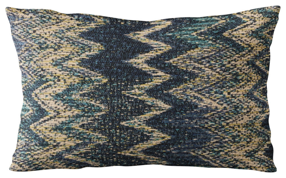 Plutus Blue Wave Chevron Luxury Throw Pillow, 20"x36"