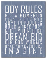 Boy Rules 11x14 Canvas Wall Art