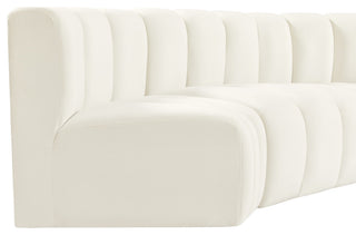 Arc Velvet Upholstered 4-Pc. Facing Modular Sectional, Cream