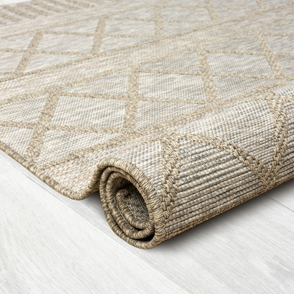 Paolo Contemporary Diamond Brown Indoor Outdoor Area Rug, 5' x 7'
