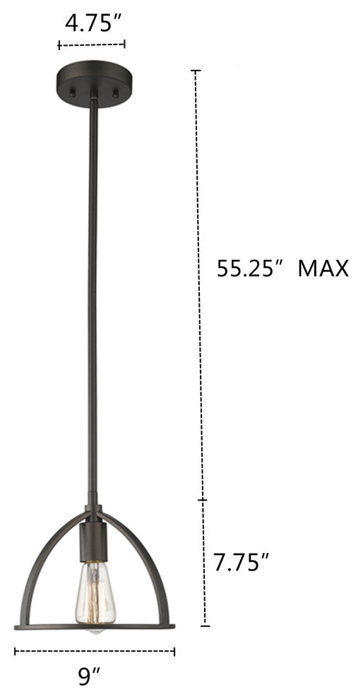 CHLOE Lighting IRONCLAD 1-Light Rubbed Bronze Mini Ceiling Pendant 9"