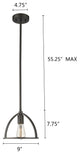 CHLOE Lighting IRONCLAD 1-Light Rubbed Bronze Mini Ceiling Pendant 9"