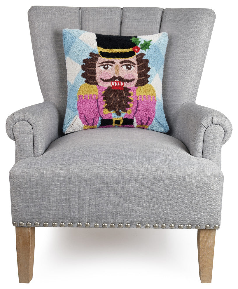 Festive Gingham Nutcracker Hook Pillow
