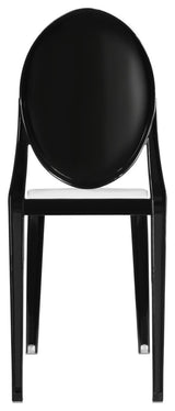 Designer Stackable Side Chair Dining Room Chairs With Solid Back Set of 4, Black