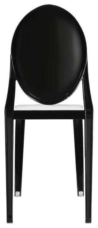 Designer Stackable Side Chair Dining Room Chairs With Solid Back Set of 4, Black