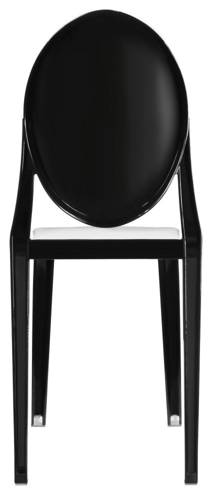 Designer Stackable Side Chair Dining Room Chairs With Solid Back Set of 4, Black