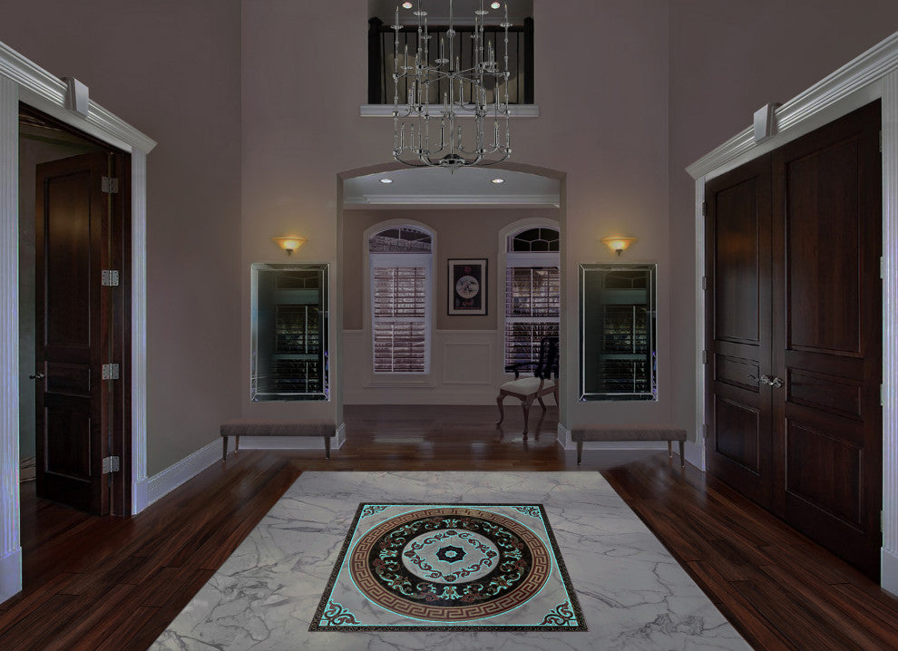 48"x48" Center Piece Porcelain Medallion Greek Key Motif