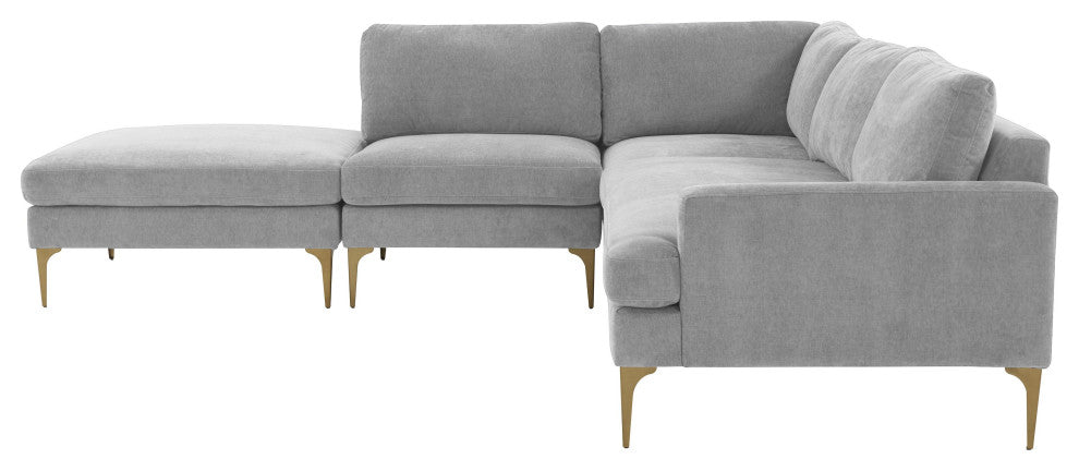 Serena Gray Velvet Large Left Arm Facing Chaise Sectional