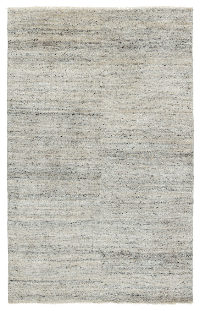 Jaipur Living Origin Knotted Solid Area Rug, White and Light Gray, 8'x10'