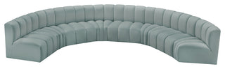 Arc Vegan Leather Upholstered 8-Pc. Inward Curved Modular Sectional, Green