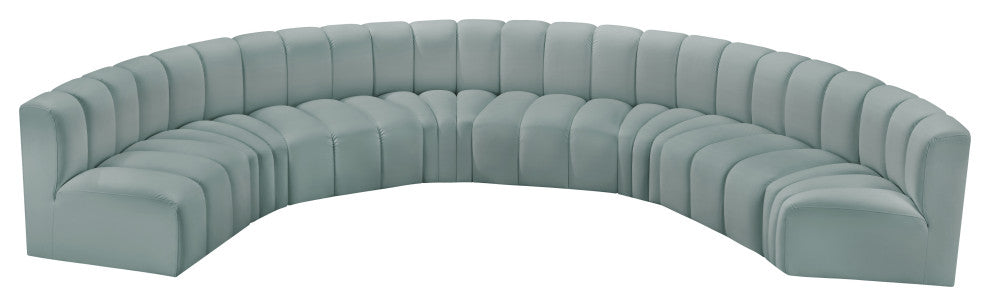 Arc Vegan Leather Upholstered 8-Pc. Inward Curved Modular Sectional, Green