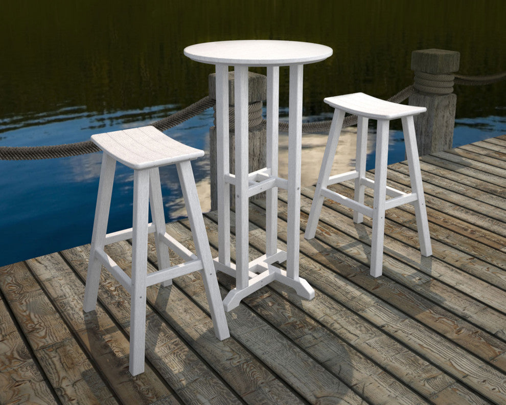 Polywood 24" Round Farmhouse Bar Bistro Table, Sand