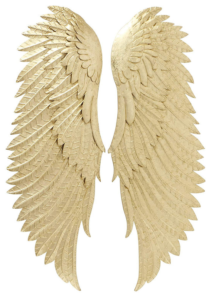 2 Piece Angel Wing Bas-Relief Wall Sculpture, 55 Inches