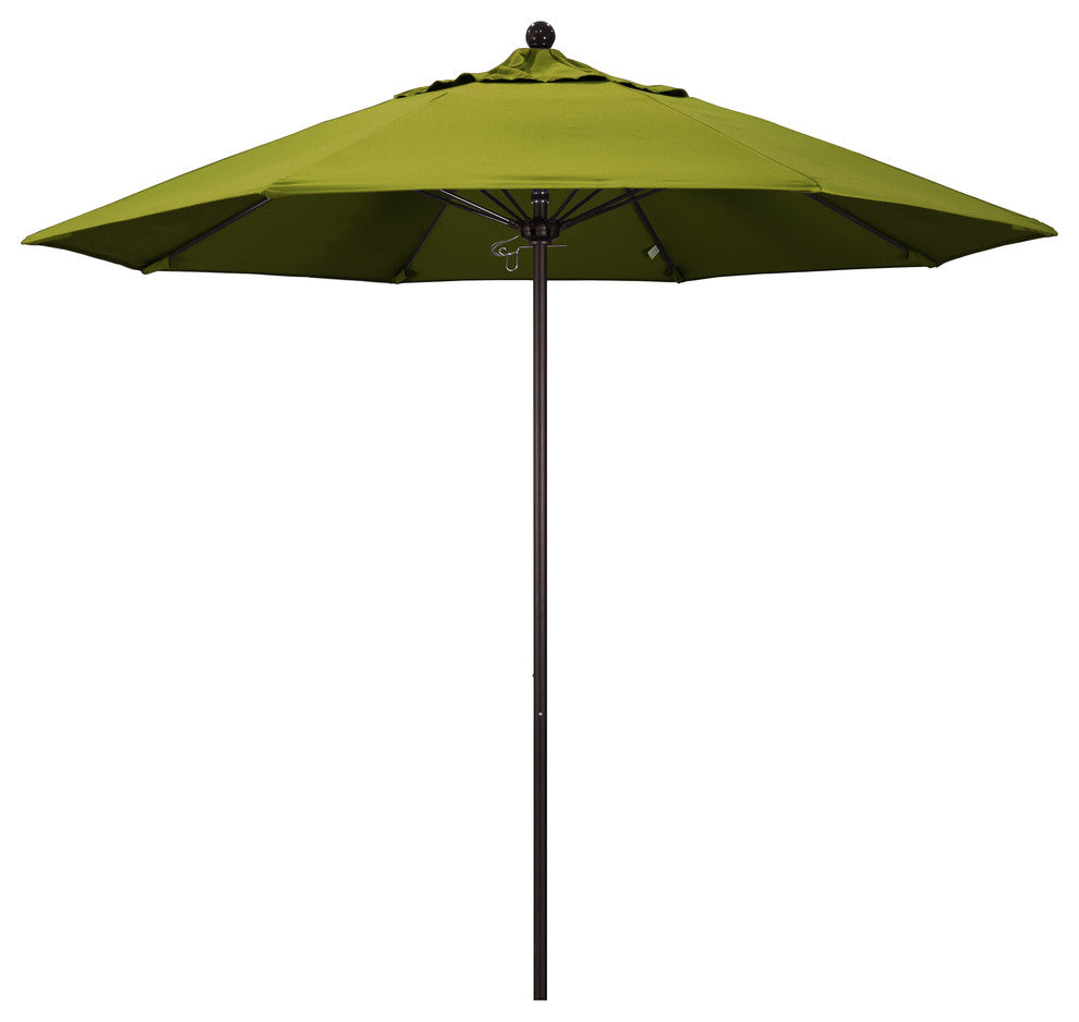9' Bronze Push Lift Fiberglass Rib Aluminum Umbrella, Olefin, Kiwi