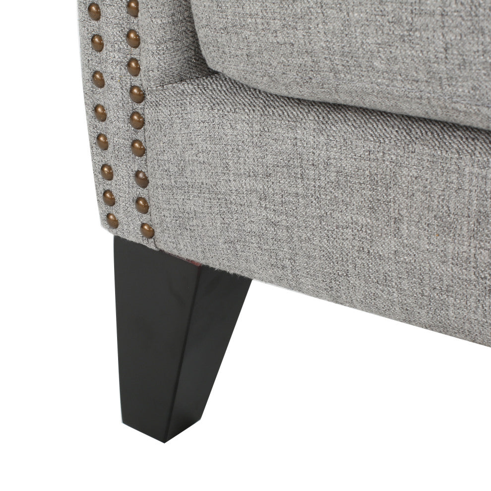 GDF Studio Lainie Traditional Tufted Winged Fabric Accent Chair, Gray