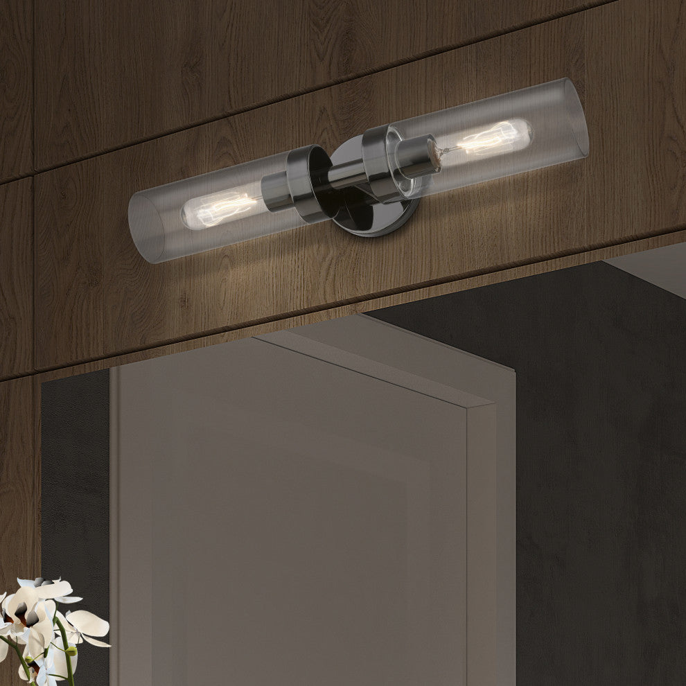 Ludlow 2 Light Black Chrome ADA Vanity Sconce