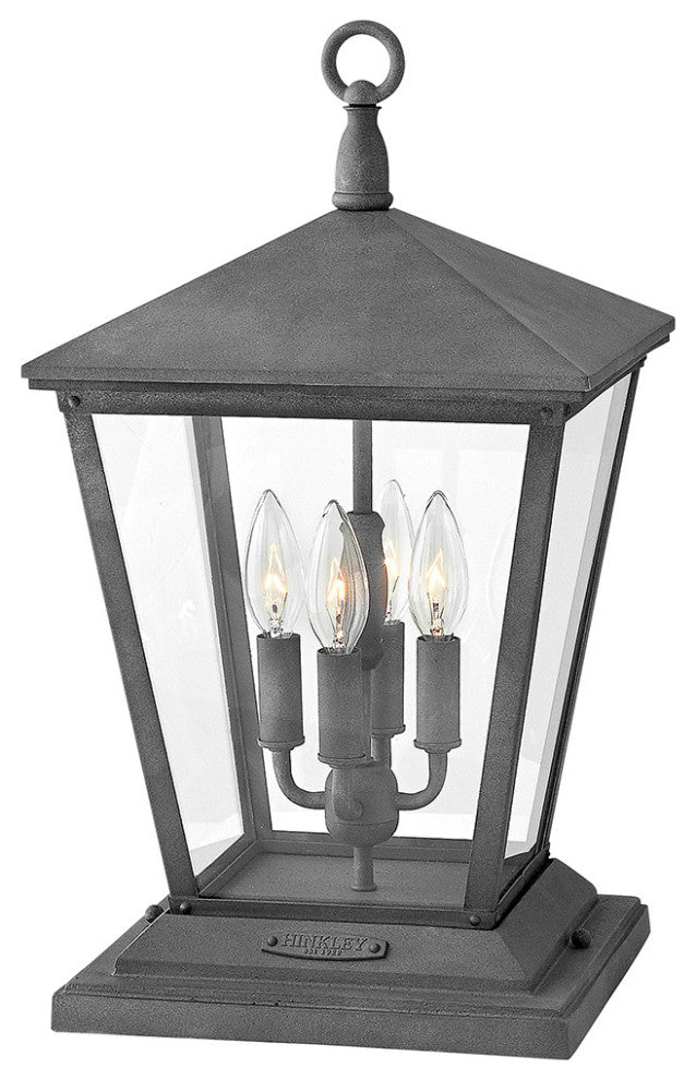Hinkley Trellis Medium Pier Mount Lantern, Aged Zinc