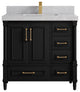 Aberdeen 36 Center Sink Bath Vanity in Black 2" Pearl Gray