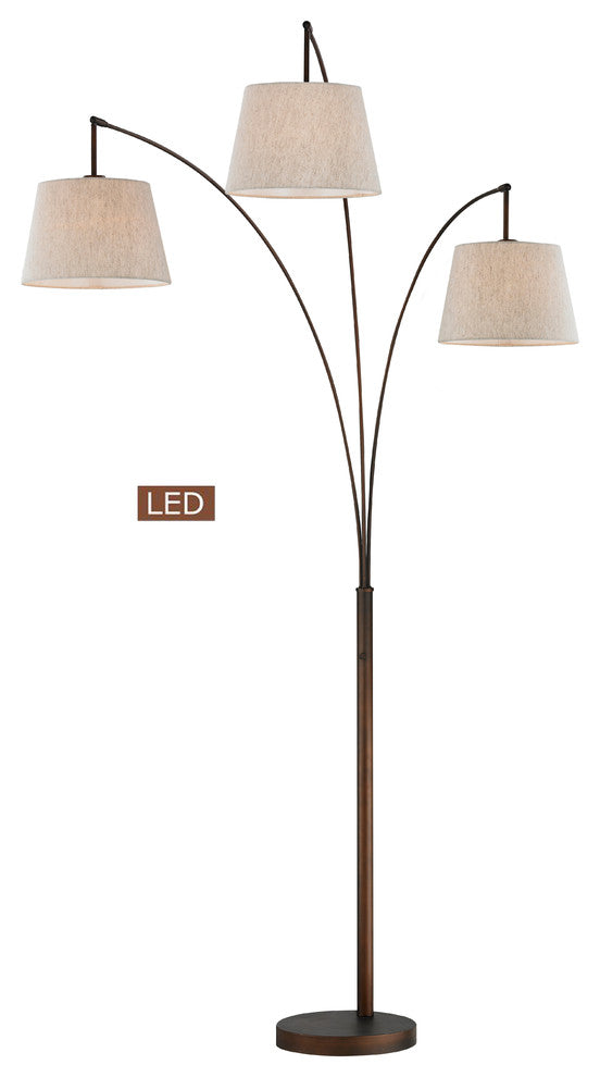 Artiva LUCE 84" Modern LED 3-Arch Antique Bronze Floor Lamp With Dimmer