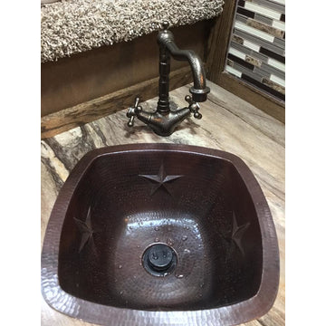 Oil Rubbed Bronze 15" Square Copper Kitchen Bar Wet Bar Sink with STARS