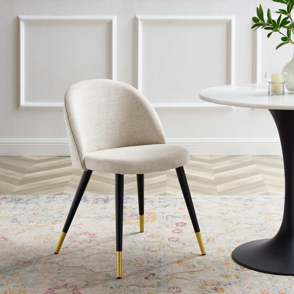 Side Dining Chair, Set of 2, Fabric, Beige, Cafe Bistro Restaurant Hospitality