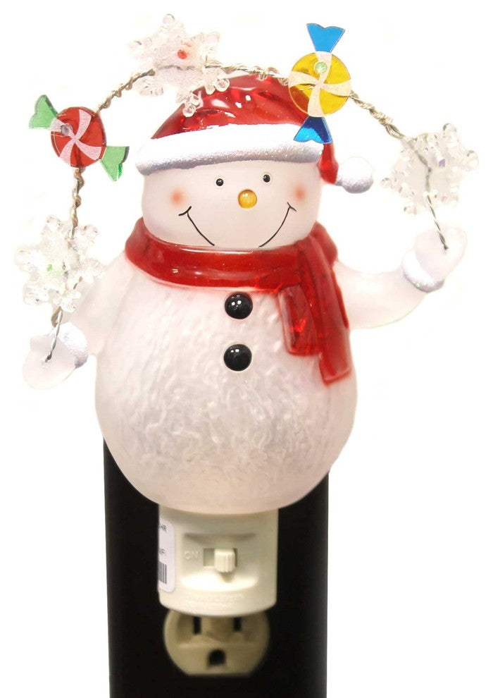 Christmas Snowman/Snowflakes Night-Light Plastic Electric Candy 164073