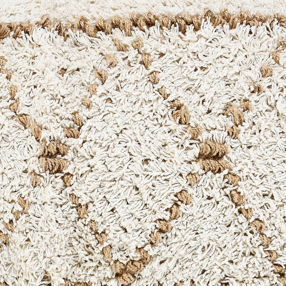 Ox Bay Handwoven White/Brown Diamond Cotton Blend Pillow Cover, 14"x36"